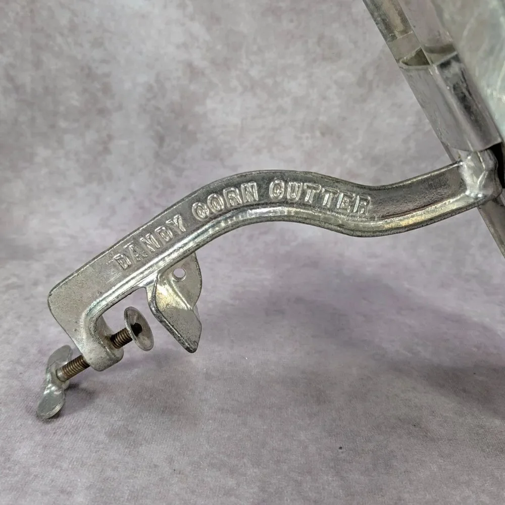 Vintage Dandy Corn Cutter Clamp On Desk Table Top Mount Silver Metal Kitchen USA